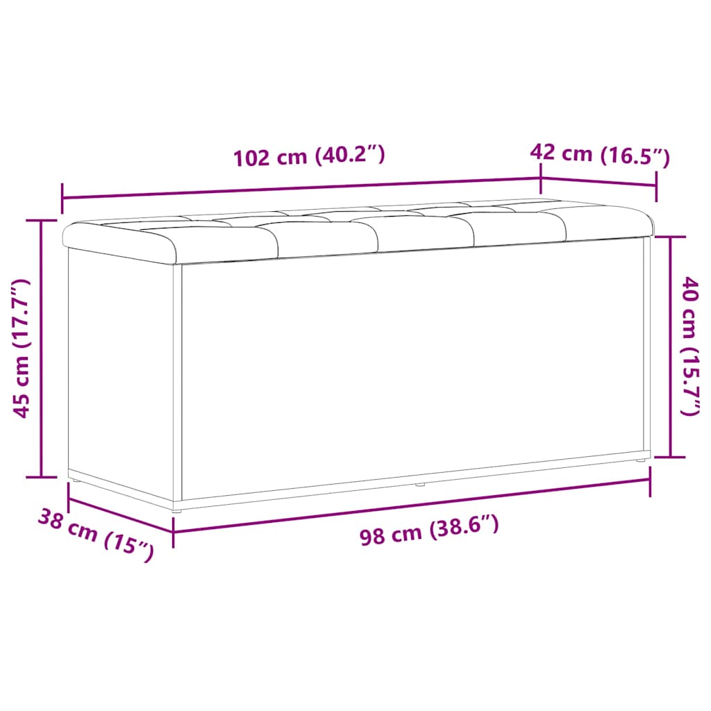 Laikymo suolas juoda ąžuolo 102 x 42 x 45 cm Apdirbta mediena