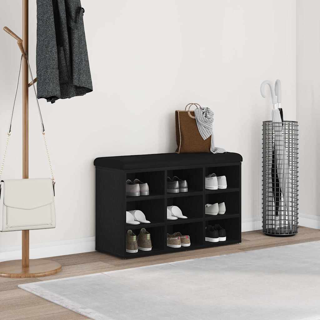 Shoe Bench Black 80 x 30 x 48 cm Engineered Wood