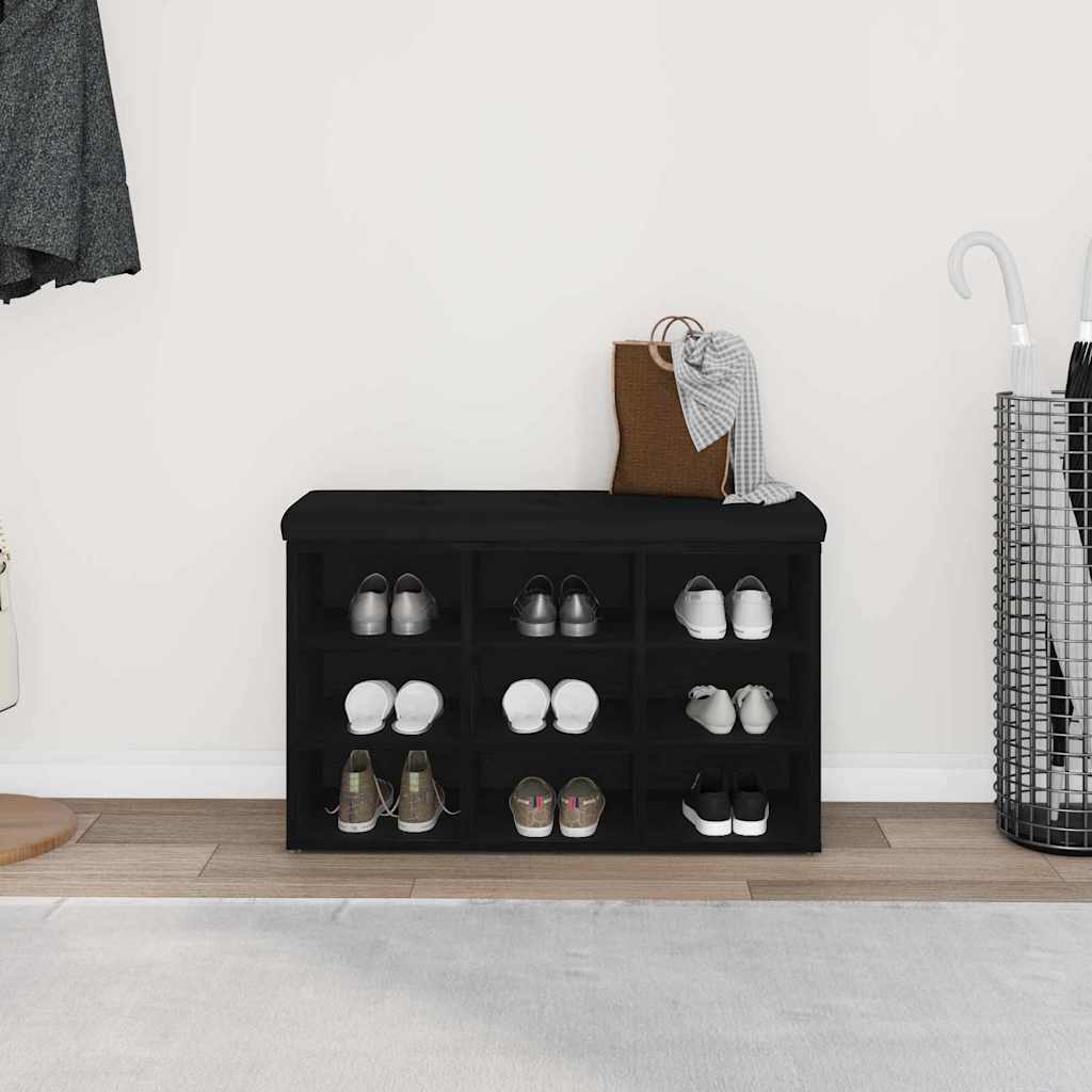 Shoe Bench Black 80 x 30 x 48 cm Engineered Wood