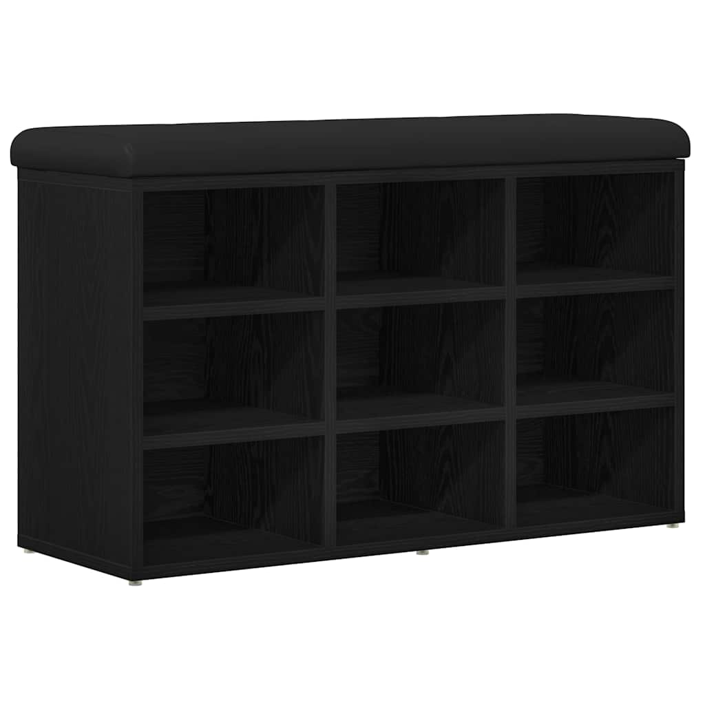 Shoe Bench Black 80 x 30 x 48 cm Engineered Wood