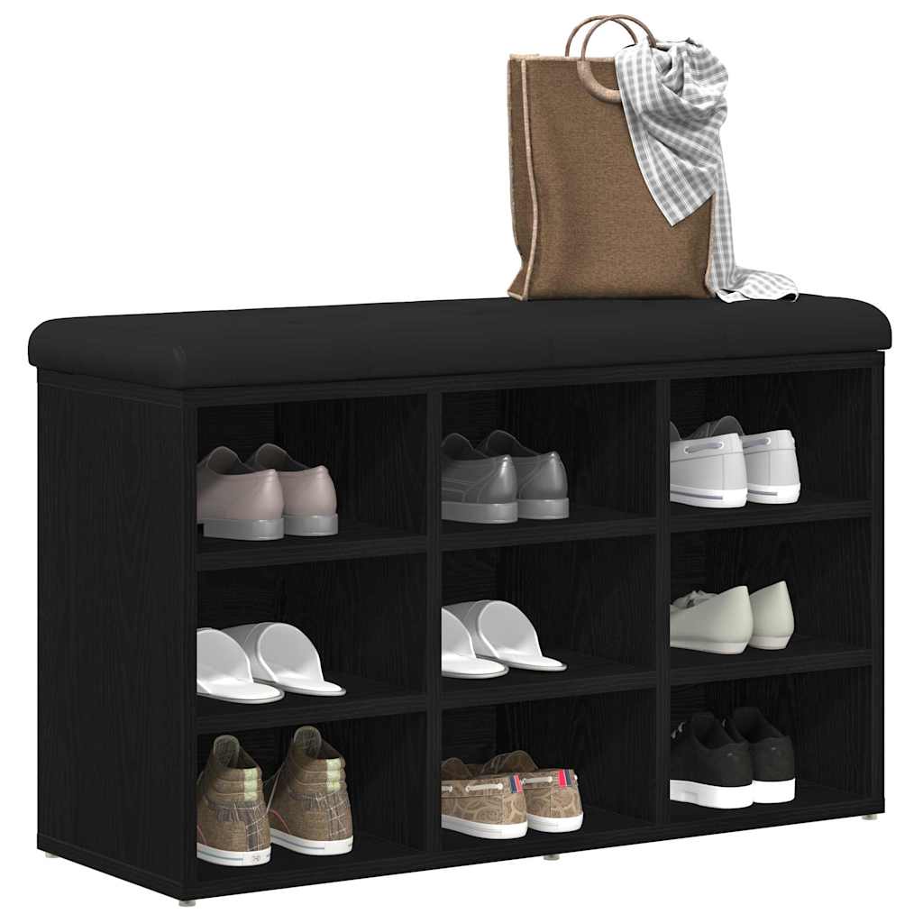 Shoe Bench Black 80 x 30 x 48 cm Engineered Wood