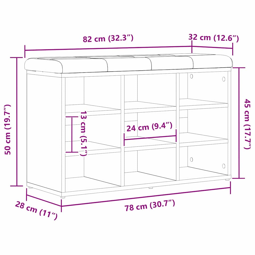 Shoe Bench Black 80 x 30 x 48 cm Engineered Wood