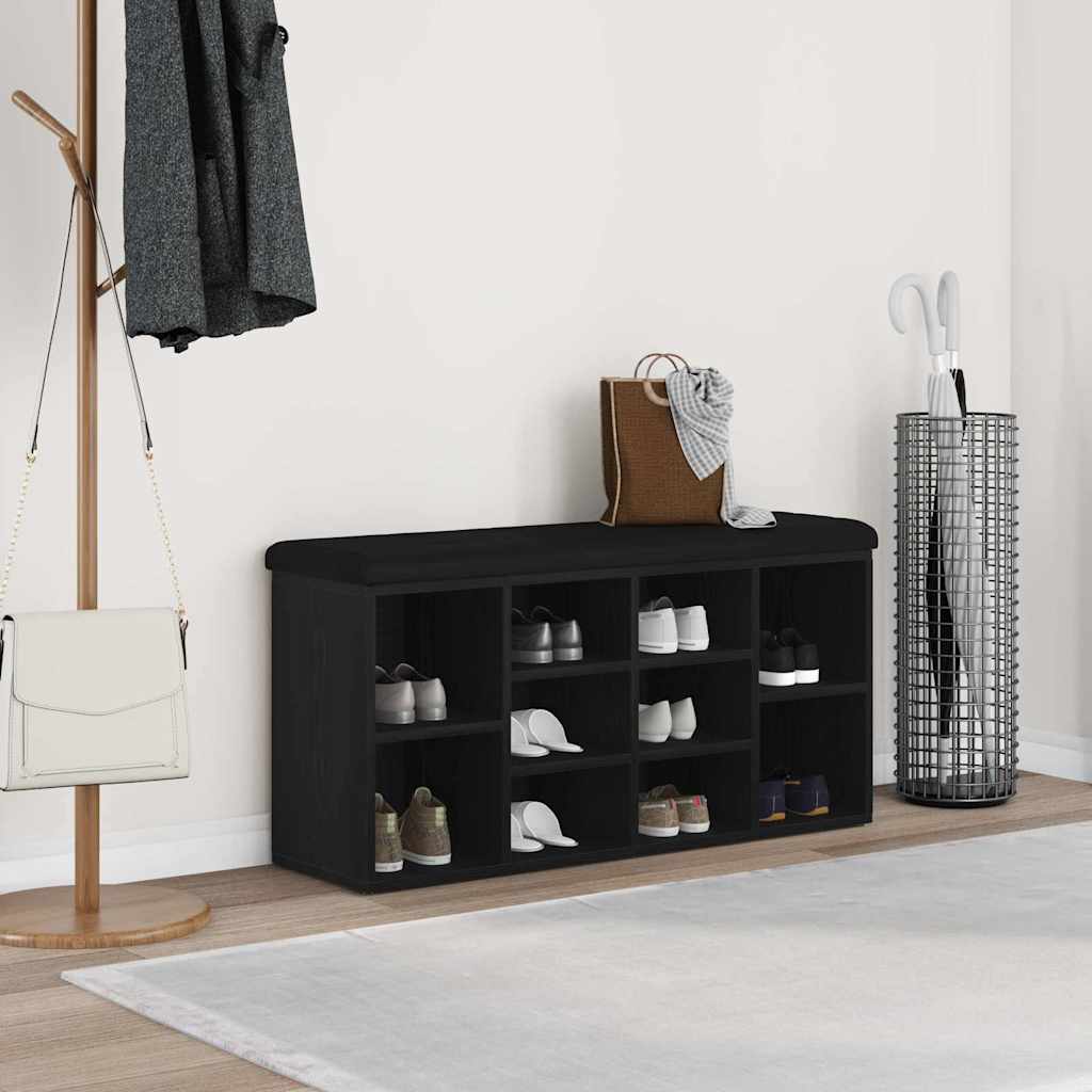 Shoe Bench Black 100 x 30 x 48 cm Engineered Wood