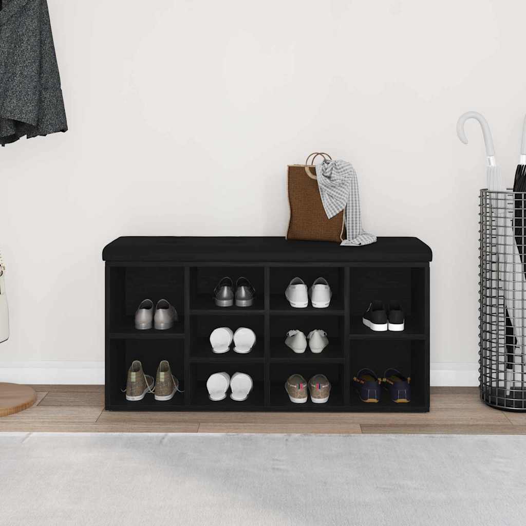Shoe Bench Black 100 x 30 x 48 cm Engineered Wood