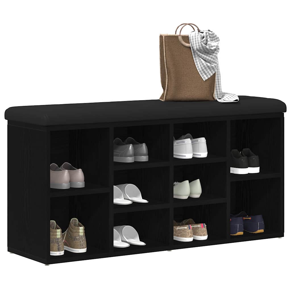 Shoe Bench Black 100 x 30 x 48 cm Engineered Wood