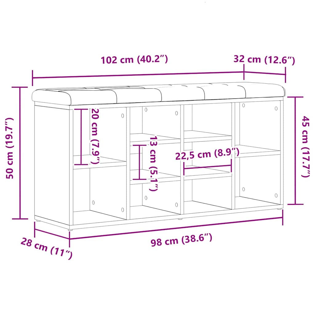 Shoe Bench Black 100 x 30 x 48 cm Engineered Wood