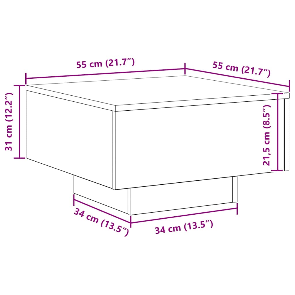 Coffee table Old wood 55 x 55 x 31 cm Engineered wood