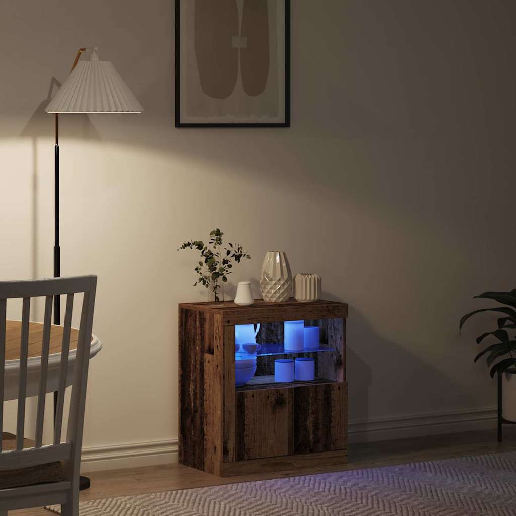 LED bufete brūna 60,5 x 37 x 67 cm apstrādāta koksne