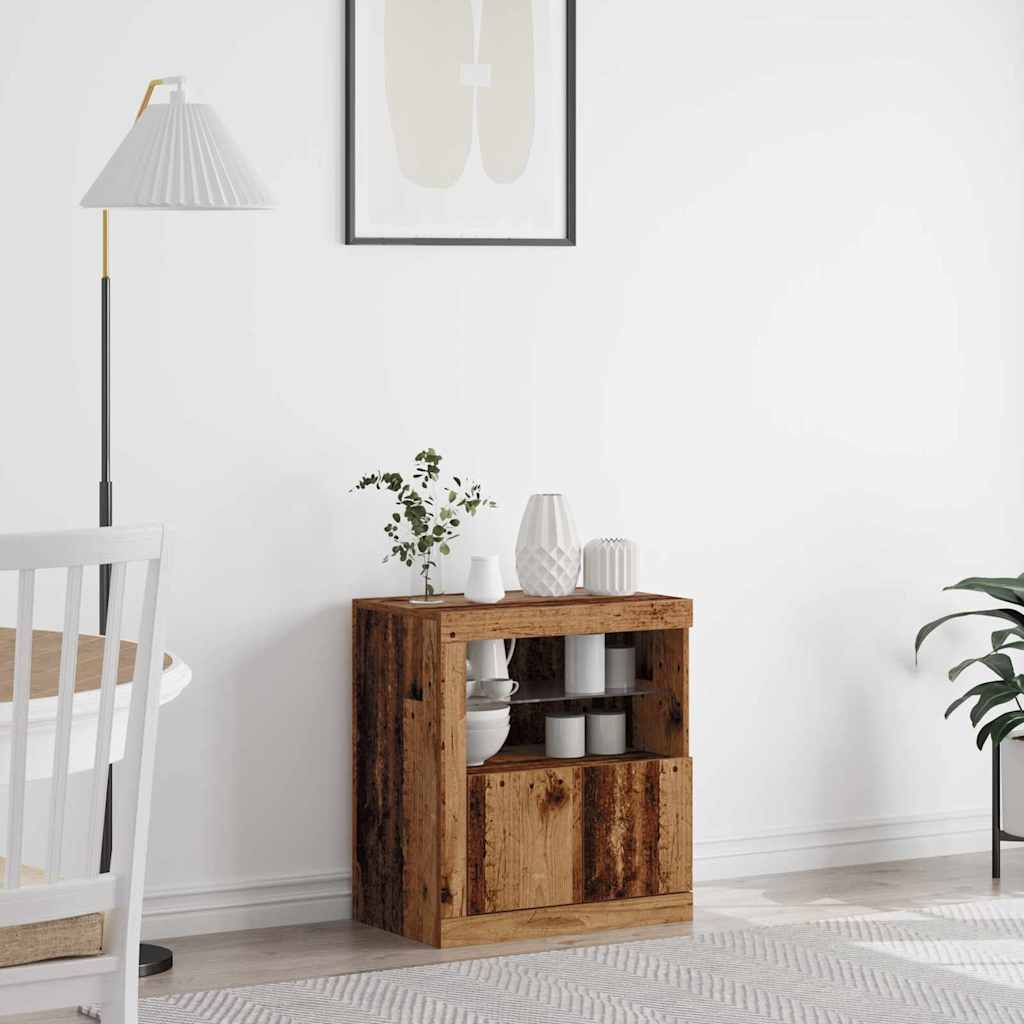LED bufete brūna 60,5 x 37 x 67 cm apstrādāta koksne