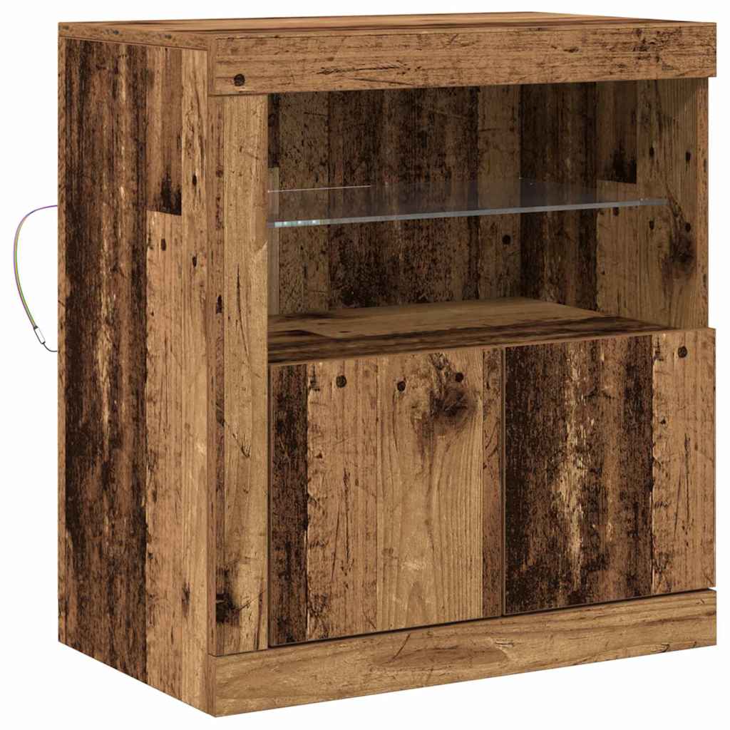 LED bufete brūna 60,5 x 37 x 67 cm apstrādāta koksne