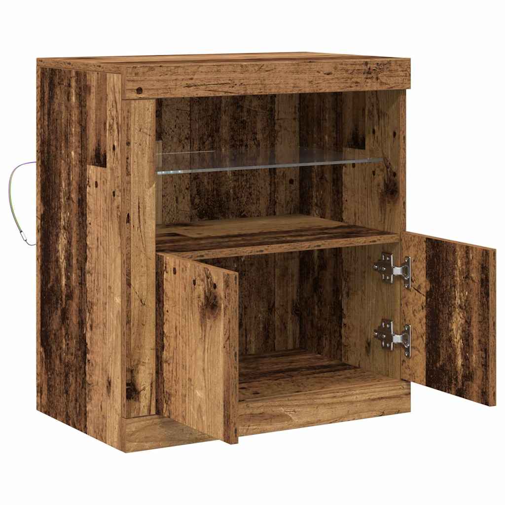 LED bufete brūna 60,5 x 37 x 67 cm apstrādāta koksne