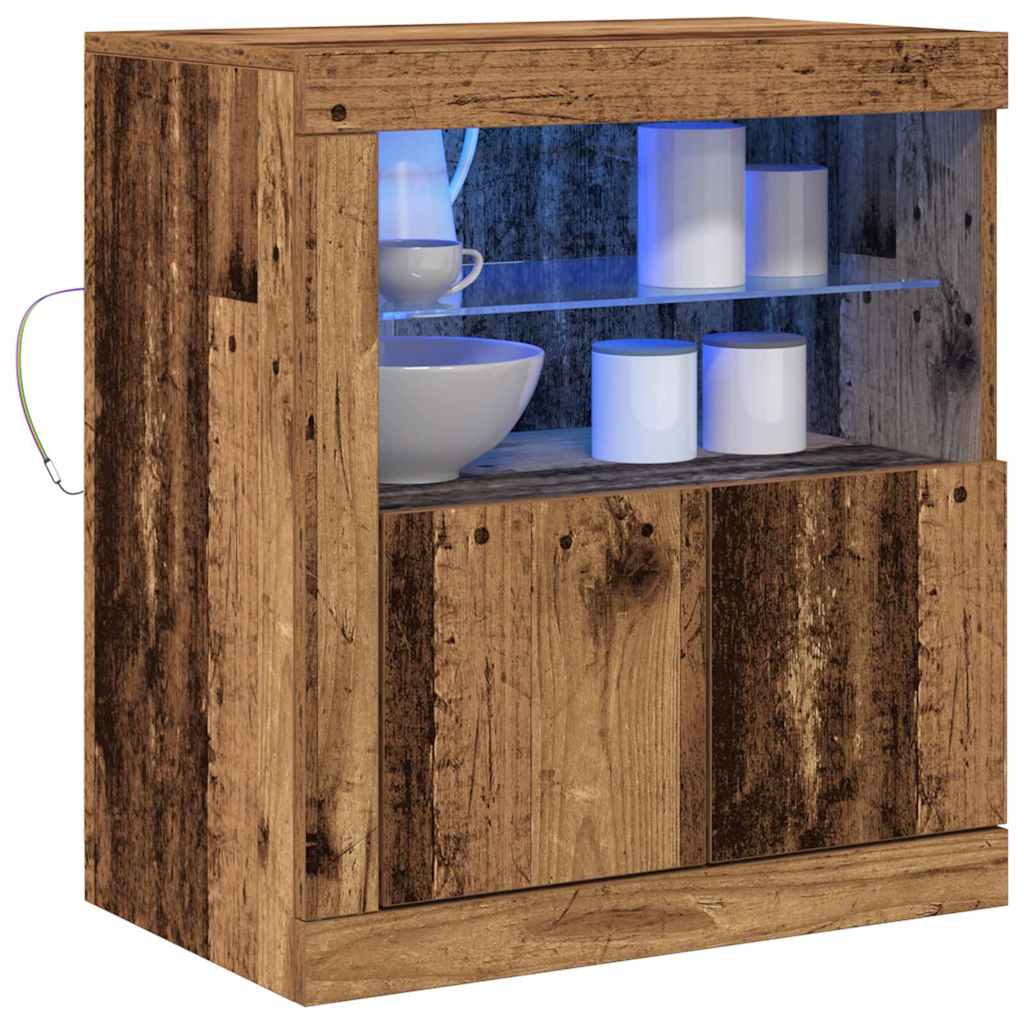 LED bufete brūna 60,5 x 37 x 67 cm apstrādāta koksne