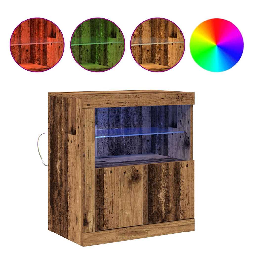 LED bufete brūna 60,5 x 37 x 67 cm apstrādāta koksne