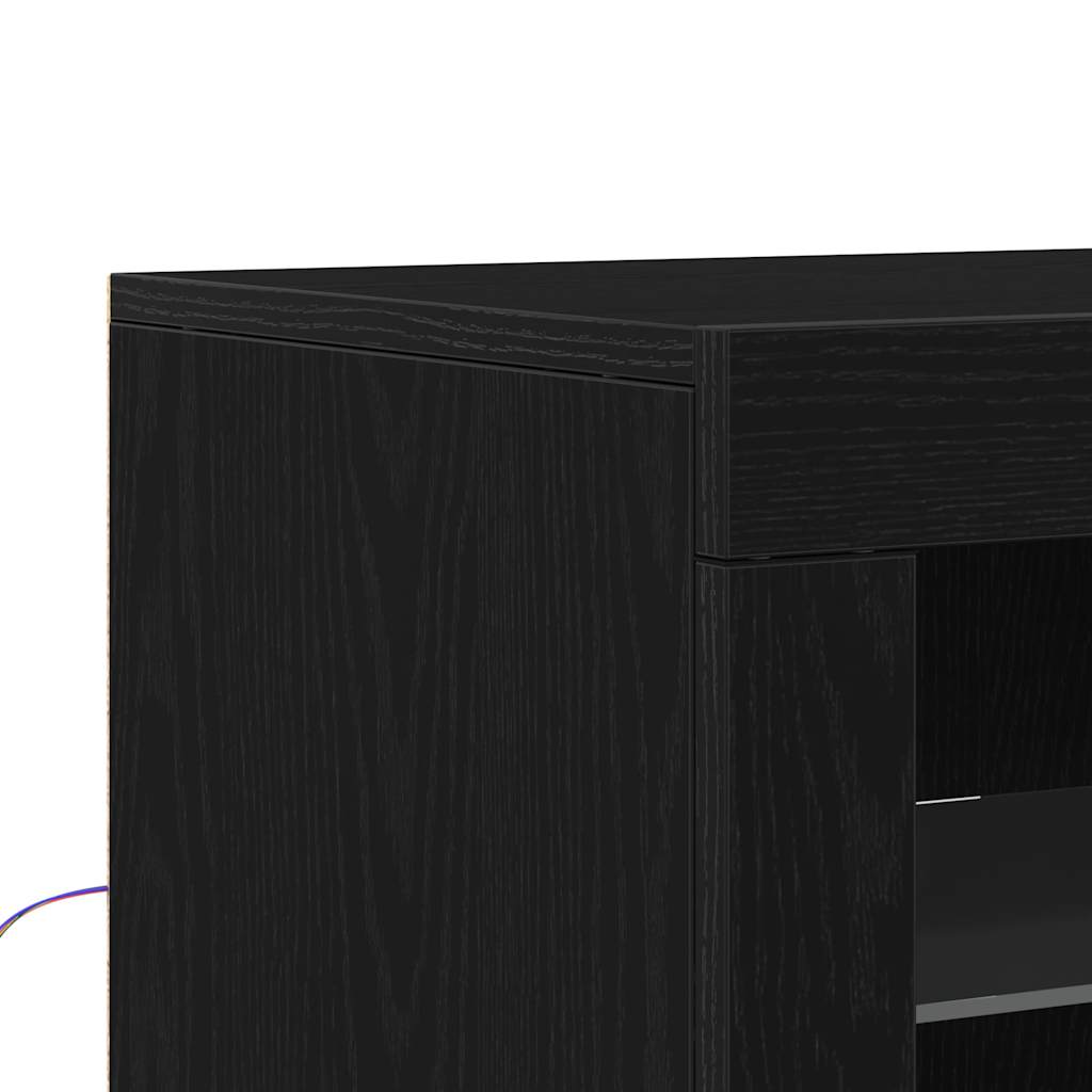 LED bufete melna 60,5 x 37 x 67 cm Inženierijas koks