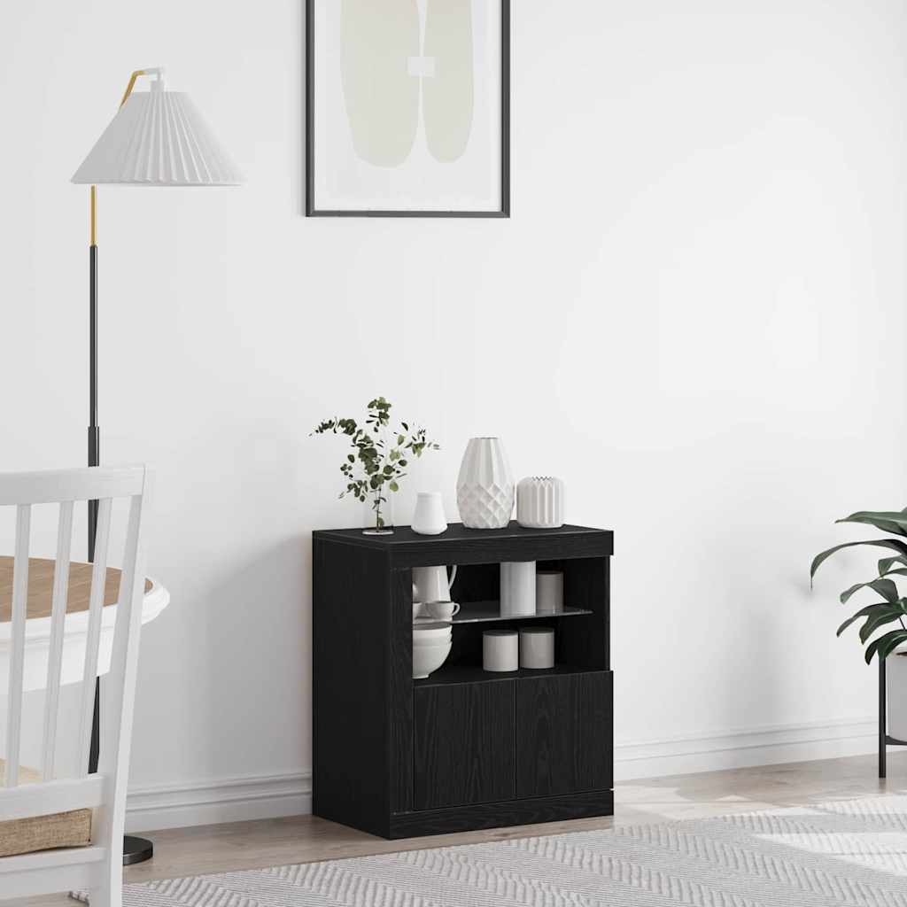 LED bufete melna 60,5 x 37 x 67 cm Inženierijas koks