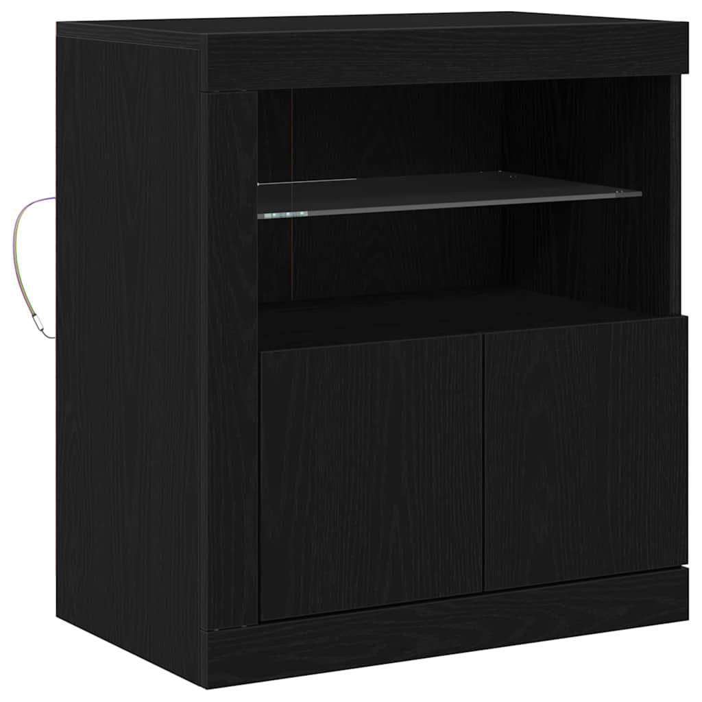 LED bufete melna 60,5 x 37 x 67 cm Inženierijas koks