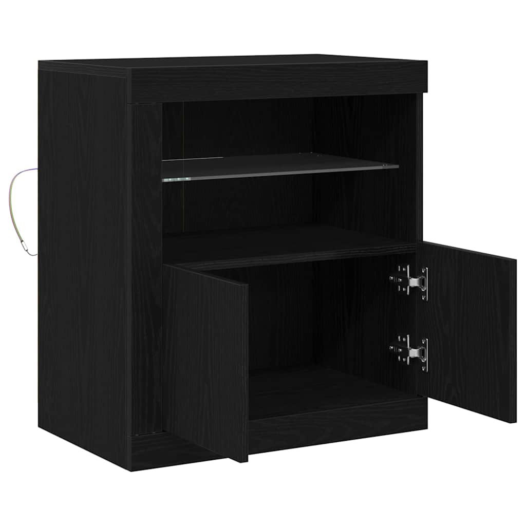 LED bufete melna 60,5 x 37 x 67 cm Inženierijas koks
