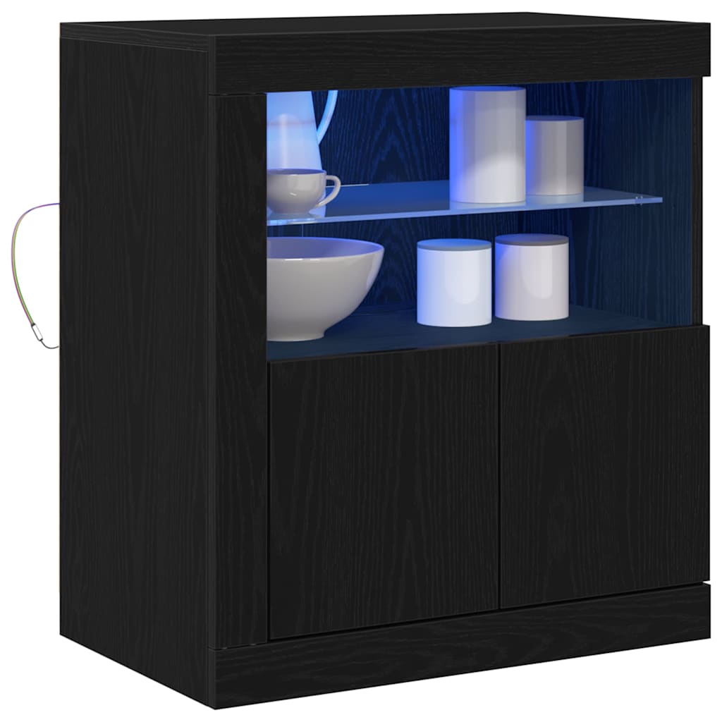 LED bufete melna 60,5 x 37 x 67 cm Inženierijas koks