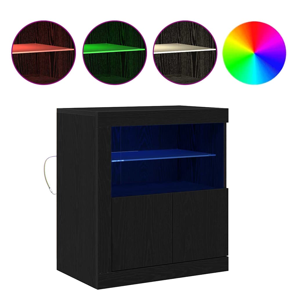 LED bufete melna 60,5 x 37 x 67 cm Inženierijas koks
