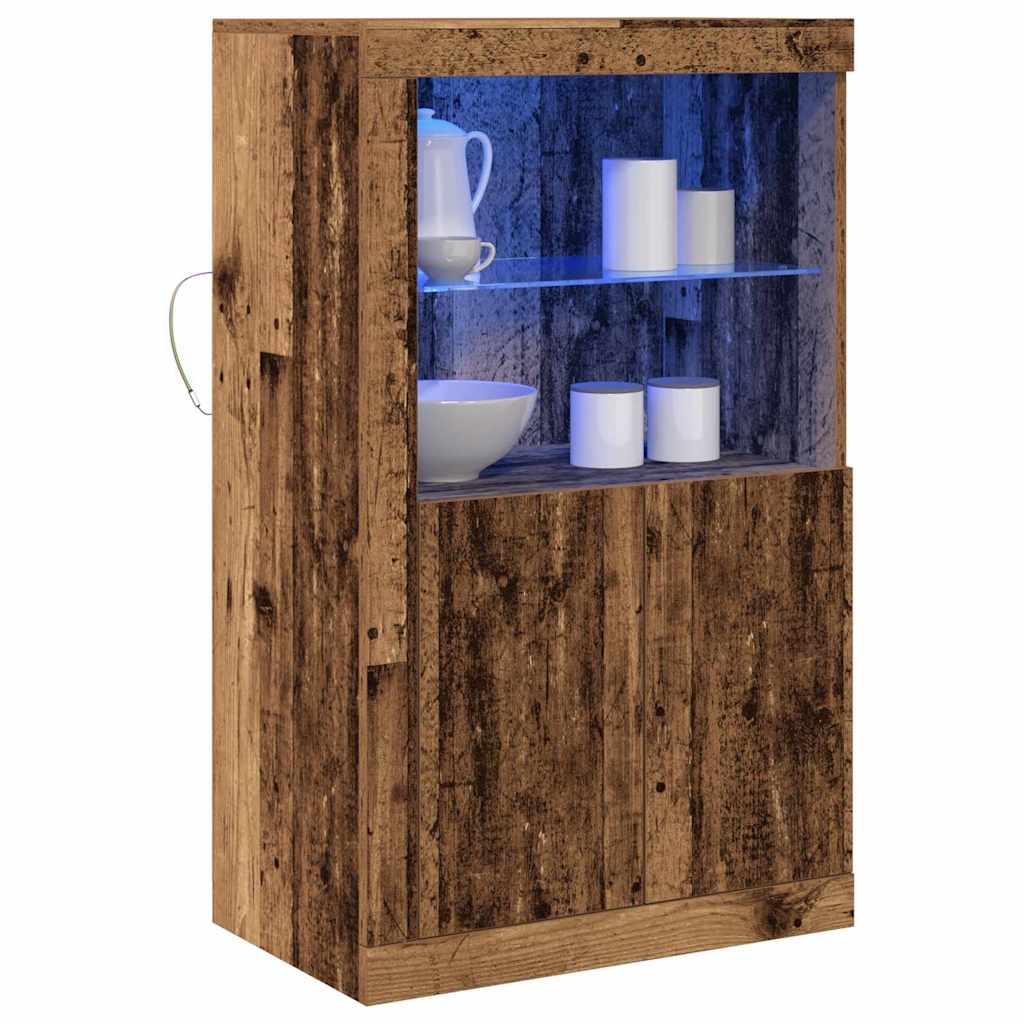 LED Bufetas Senas medis 60,5 x 37 x 100 cm Apdirbta mediena
