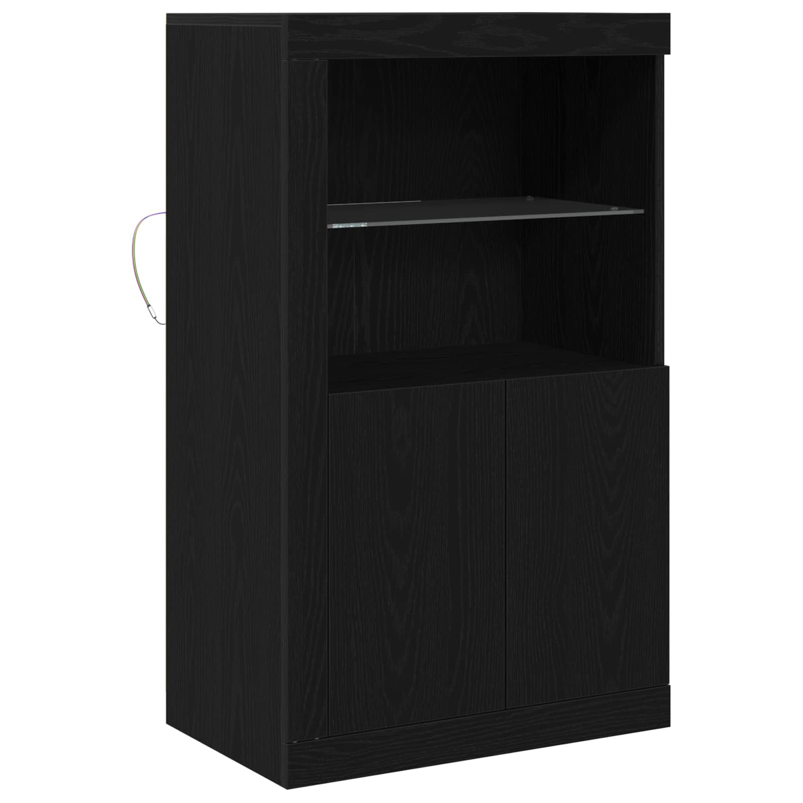 LED Bufetas Juodas ąžuolas 60,5 x 37 x 100 cm Apdirbta mediena