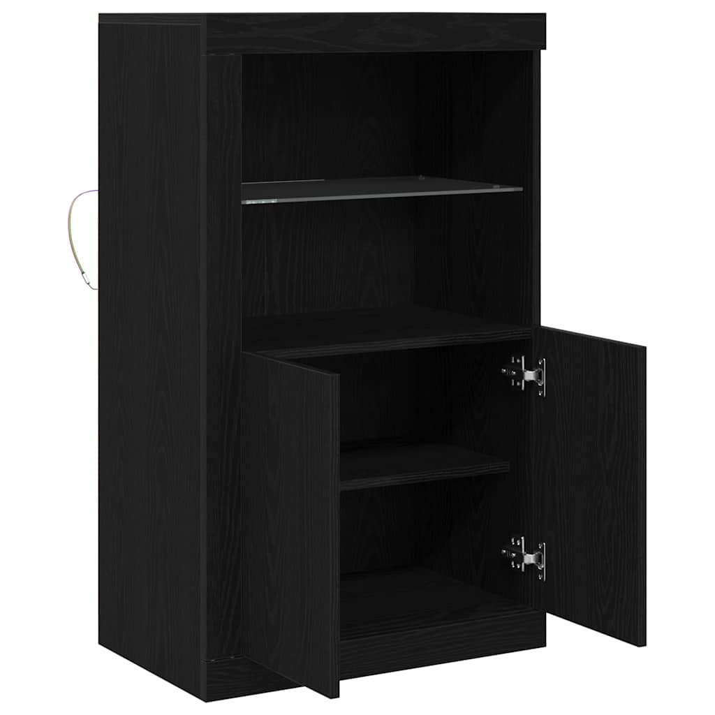 LED Bufetas Juodas ąžuolas 60,5 x 37 x 100 cm Apdirbta mediena