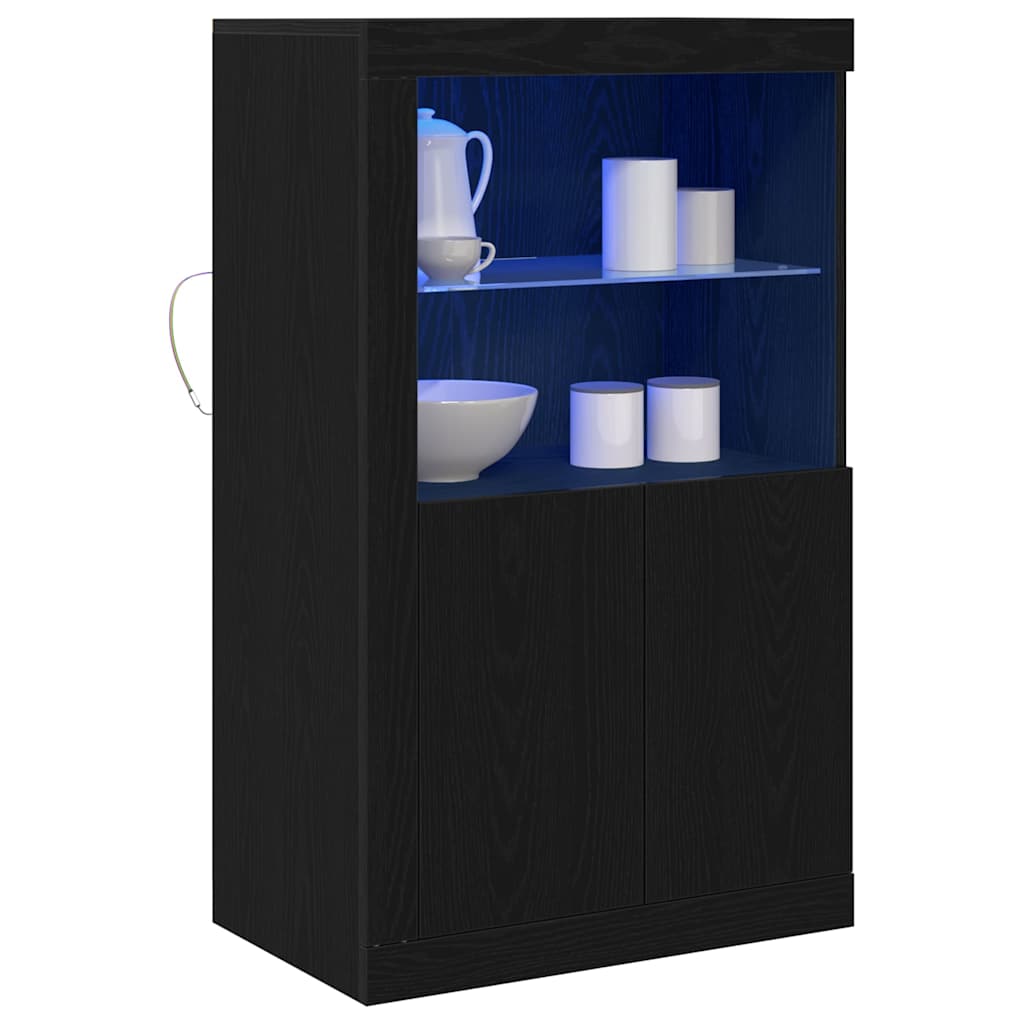 LED Bufetas Juodas ąžuolas 60,5 x 37 x 100 cm Apdirbta mediena