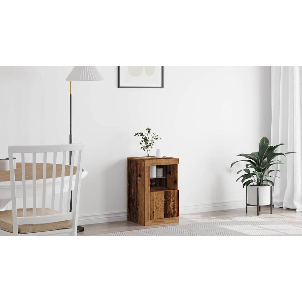 LED Sideboard Old Wood 41 x 37 x 67 cm Engineered wood