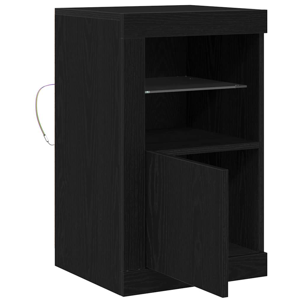 LED Bufete Melnā ozola 41 x 37 x 67 cm Inženierijas koks