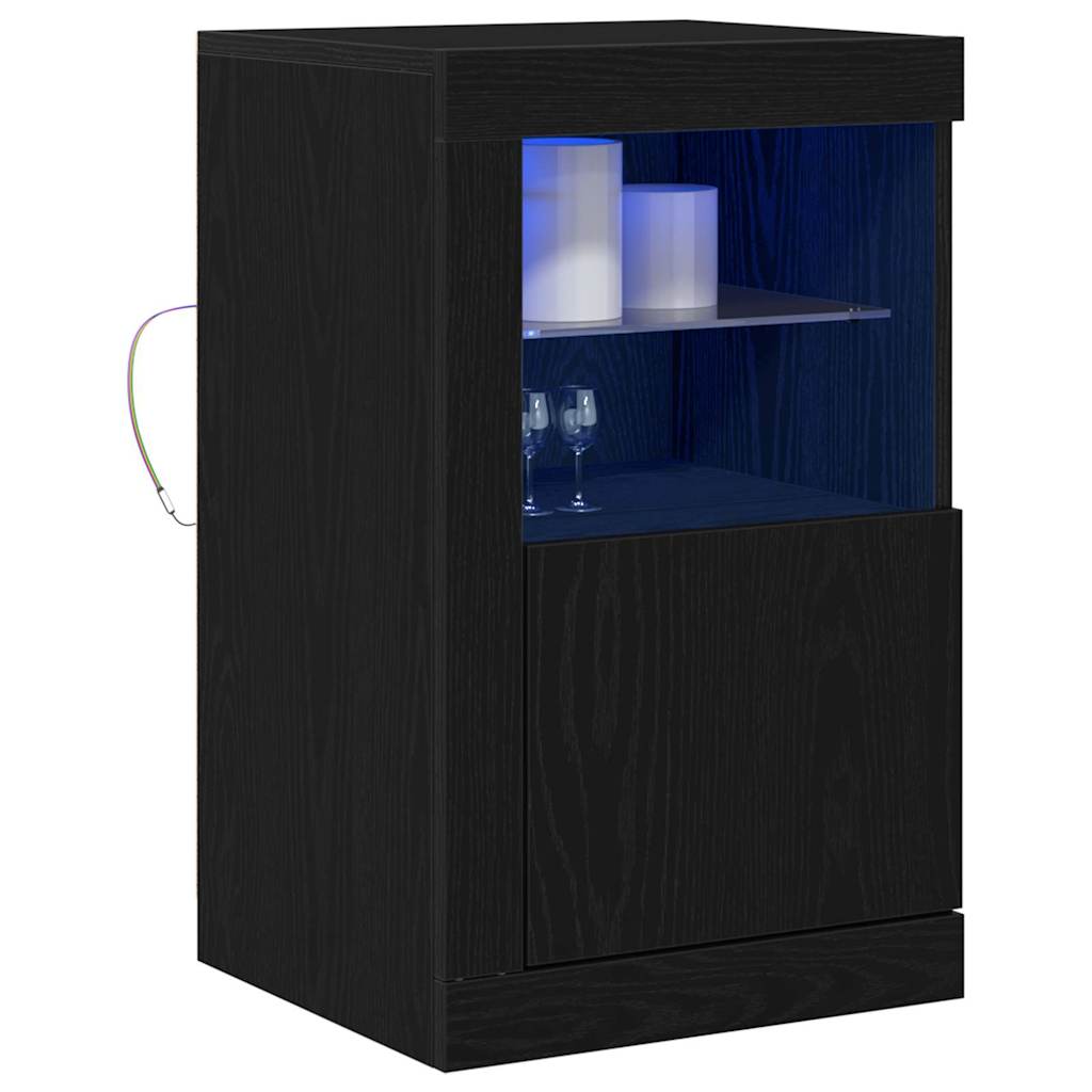 LED Bufete Melnā ozola 41 x 37 x 67 cm Inženierijas koks