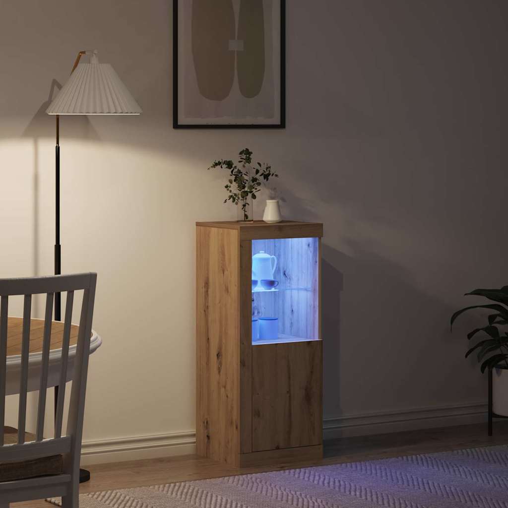 LED bufete brūnā krāsā 41 x 37 x 100 cm, apstrādāta koksne