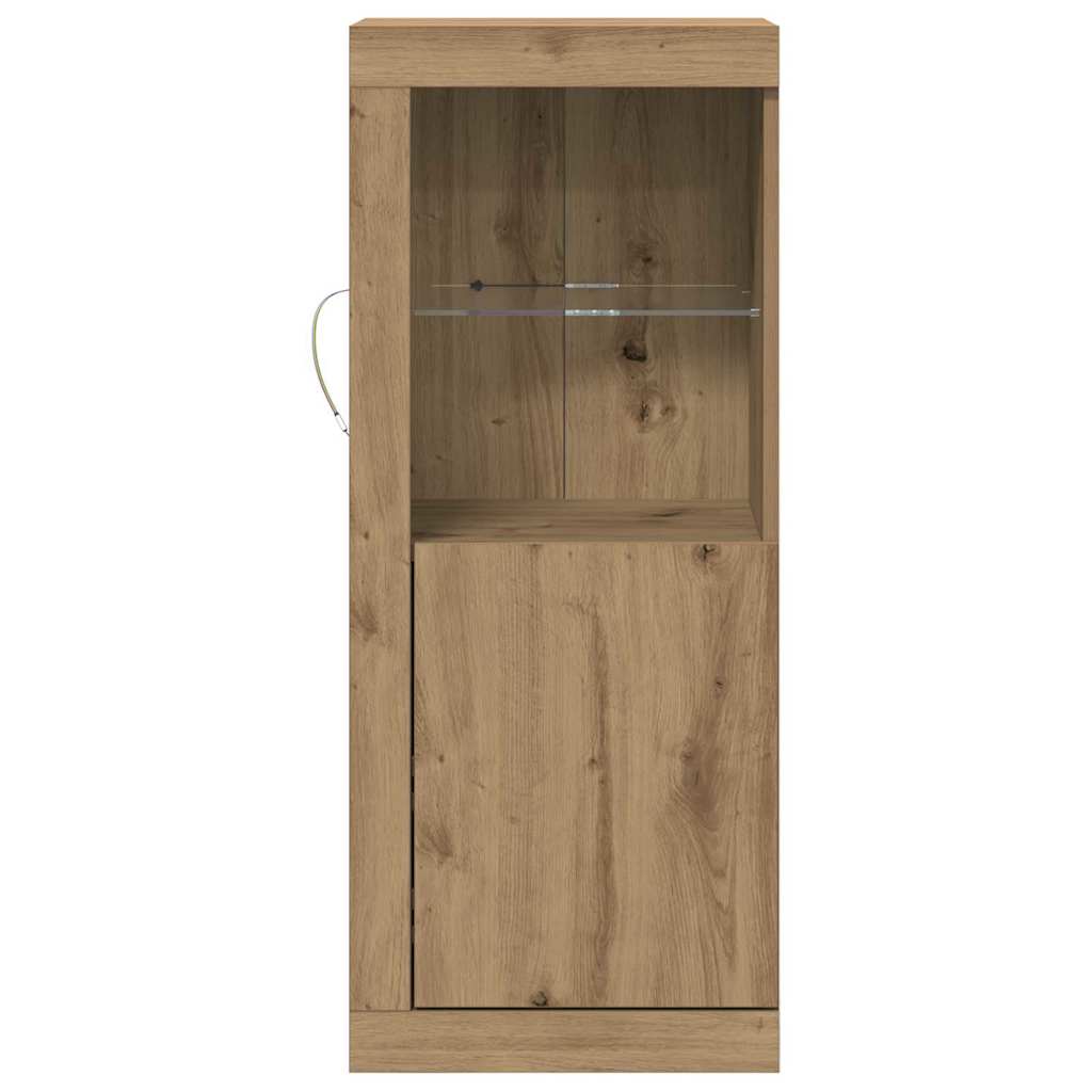 LED bufete brūnā krāsā 41 x 37 x 100 cm, apstrādāta koksne