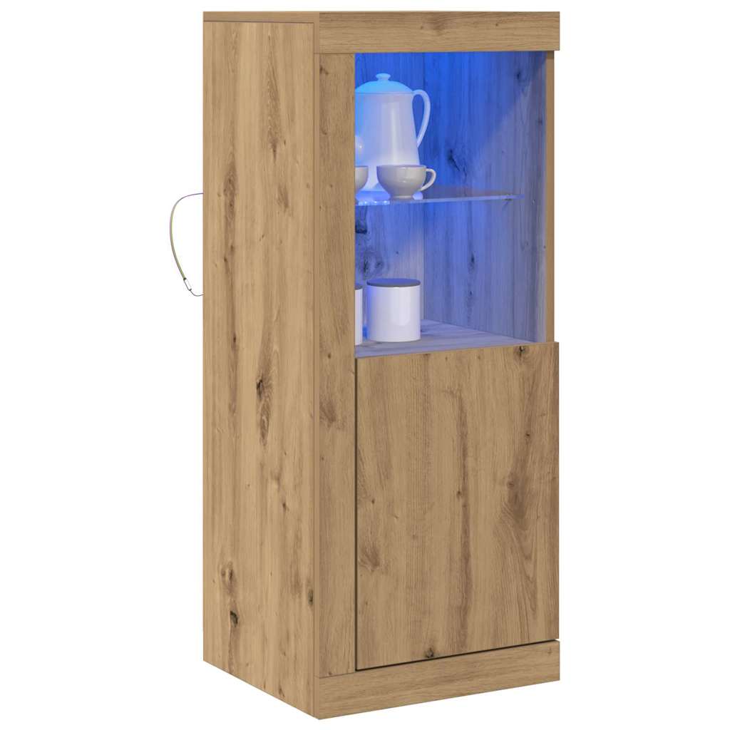 LED bufete brūnā krāsā 41 x 37 x 100 cm, apstrādāta koksne