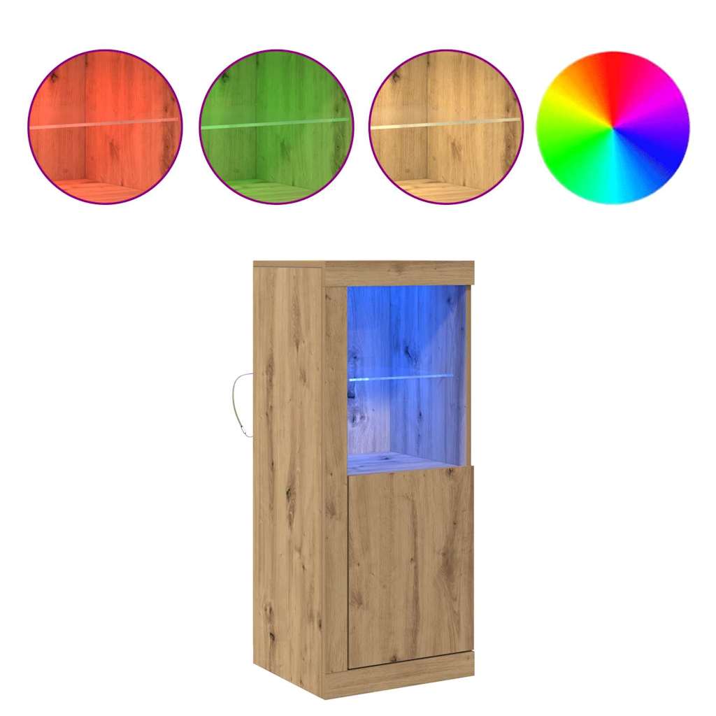 LED bufete brūnā krāsā 41 x 37 x 100 cm, apstrādāta koksne
