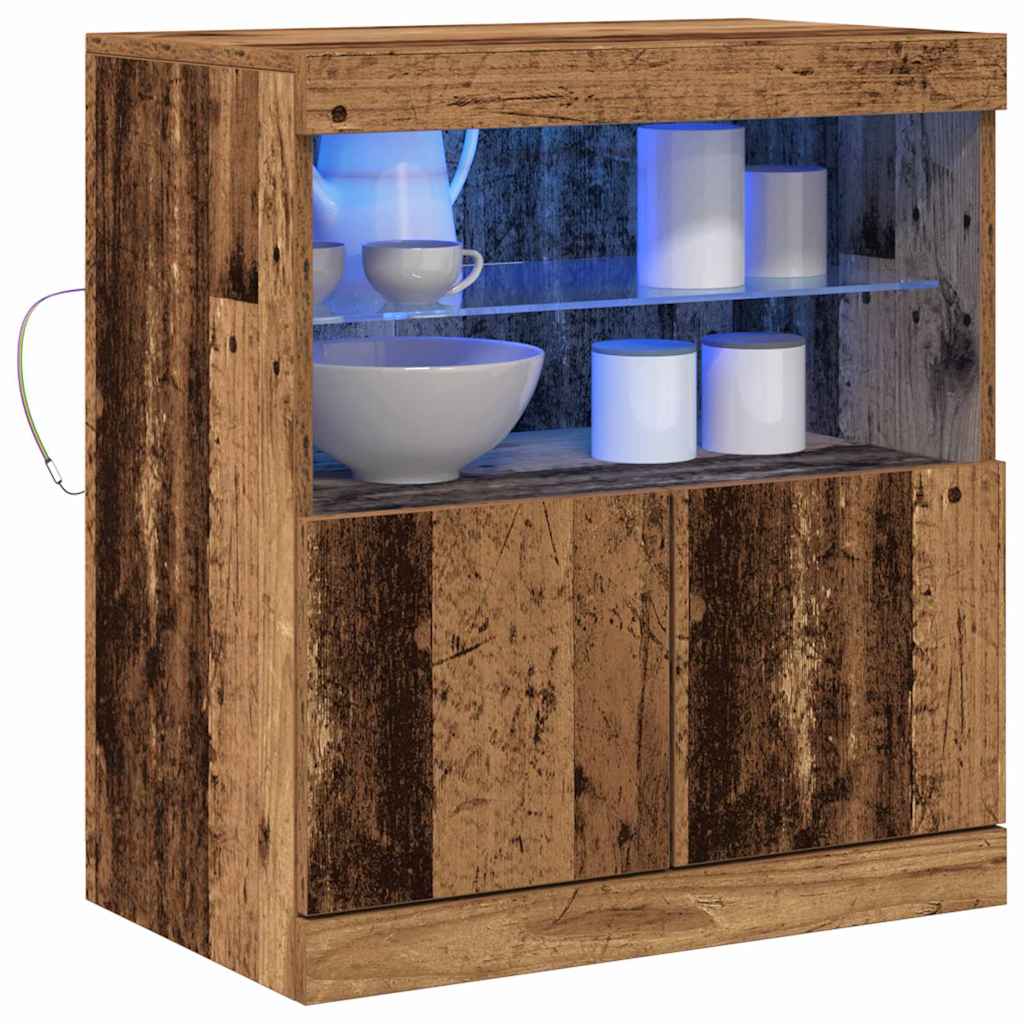 LED Sideboard Brown 60.5 x 37 x 67 cm Engineered Wood