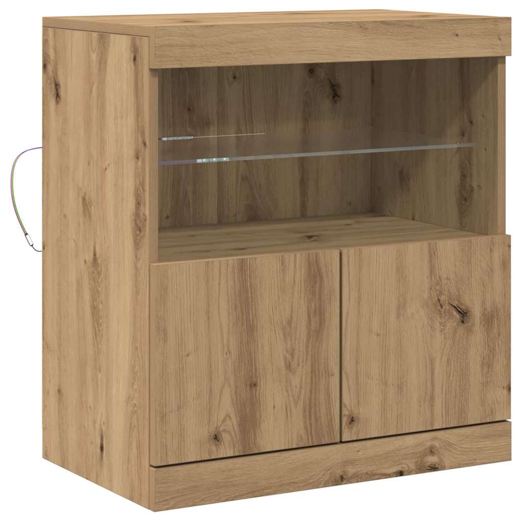 LED bufete brūna 60,5 x 37 x 67 cm apstrādāta koksne