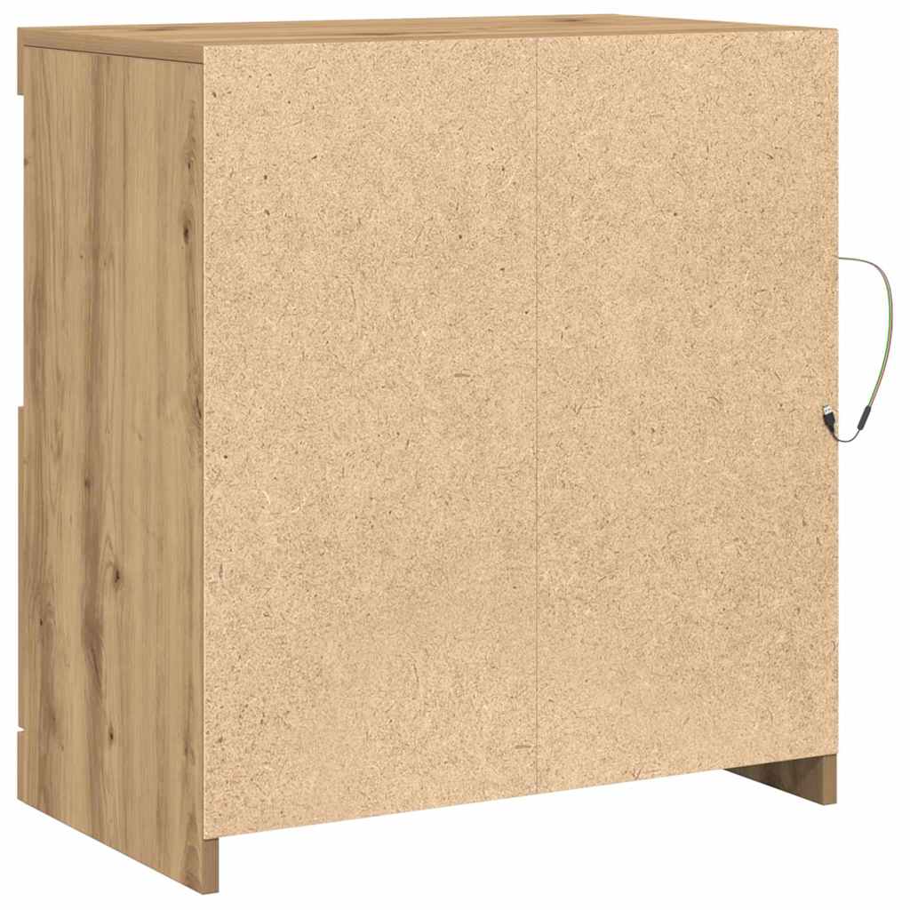 LED bufete brūna 60,5 x 37 x 67 cm apstrādāta koksne
