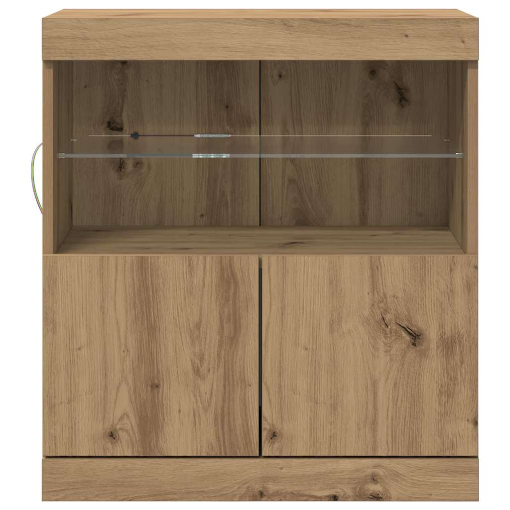 LED bufete brūna 60,5 x 37 x 67 cm apstrādāta koksne
