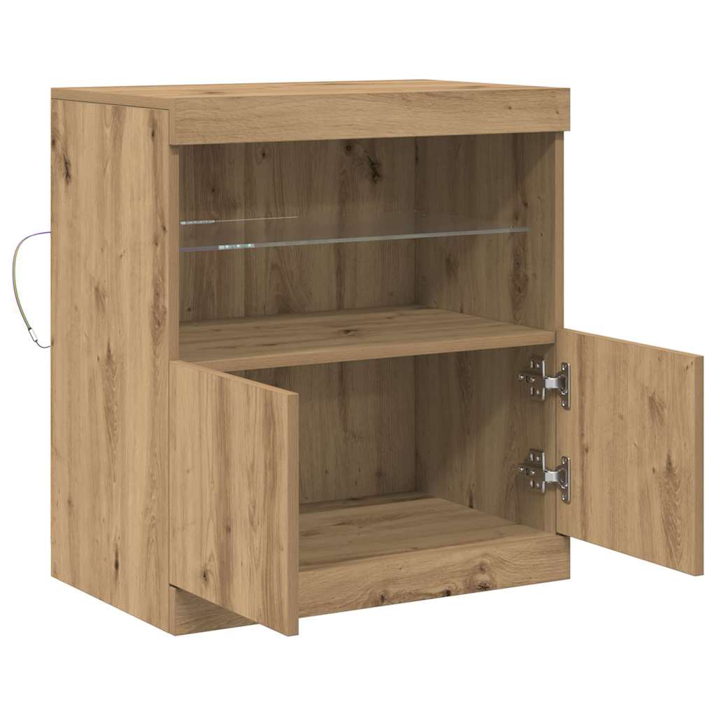 LED bufete brūna 60,5 x 37 x 67 cm apstrādāta koksne