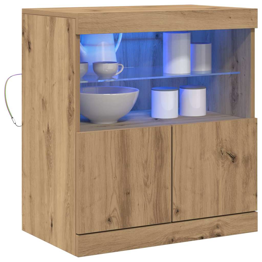 LED bufete brūna 60,5 x 37 x 67 cm apstrādāta koksne