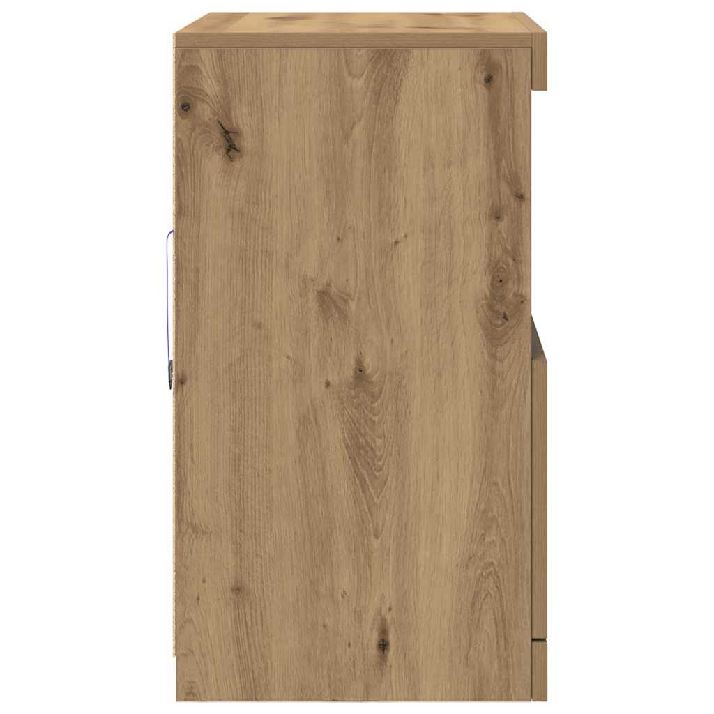LED bufete brūna 60,5 x 37 x 67 cm apstrādāta koksne