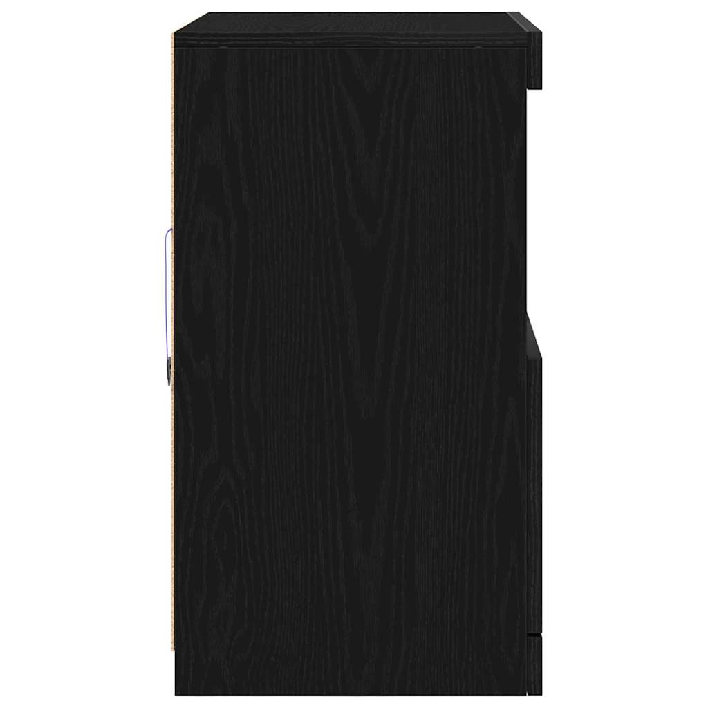 LED Bufetas Juoda 60,5 x 37 x 67 cm Apdirbta mediena