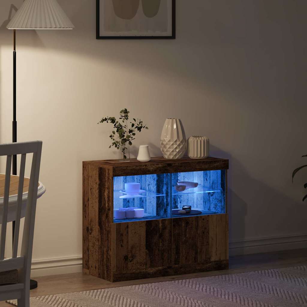 LED Sideboard Brown 81 x 37 x 66.5 cm Engineered Wood