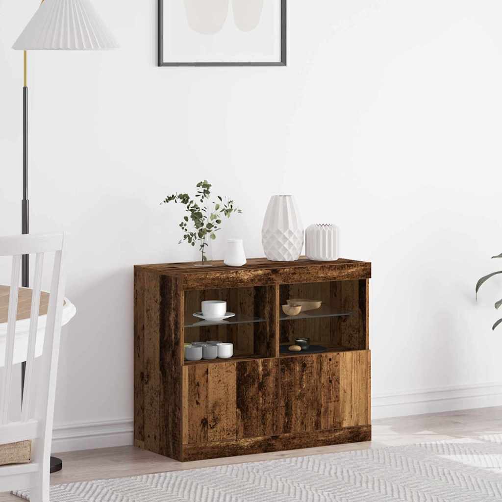 LED Sideboard Brown 81 x 37 x 66.5 cm Engineered Wood