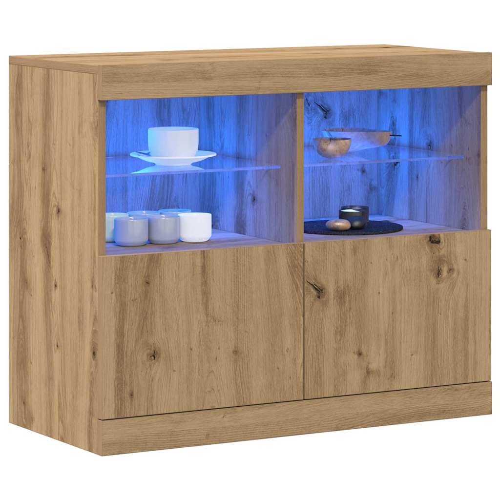 LED Bufetas Ruda 81 x 37 x 66,5 cm Apdirbta mediena