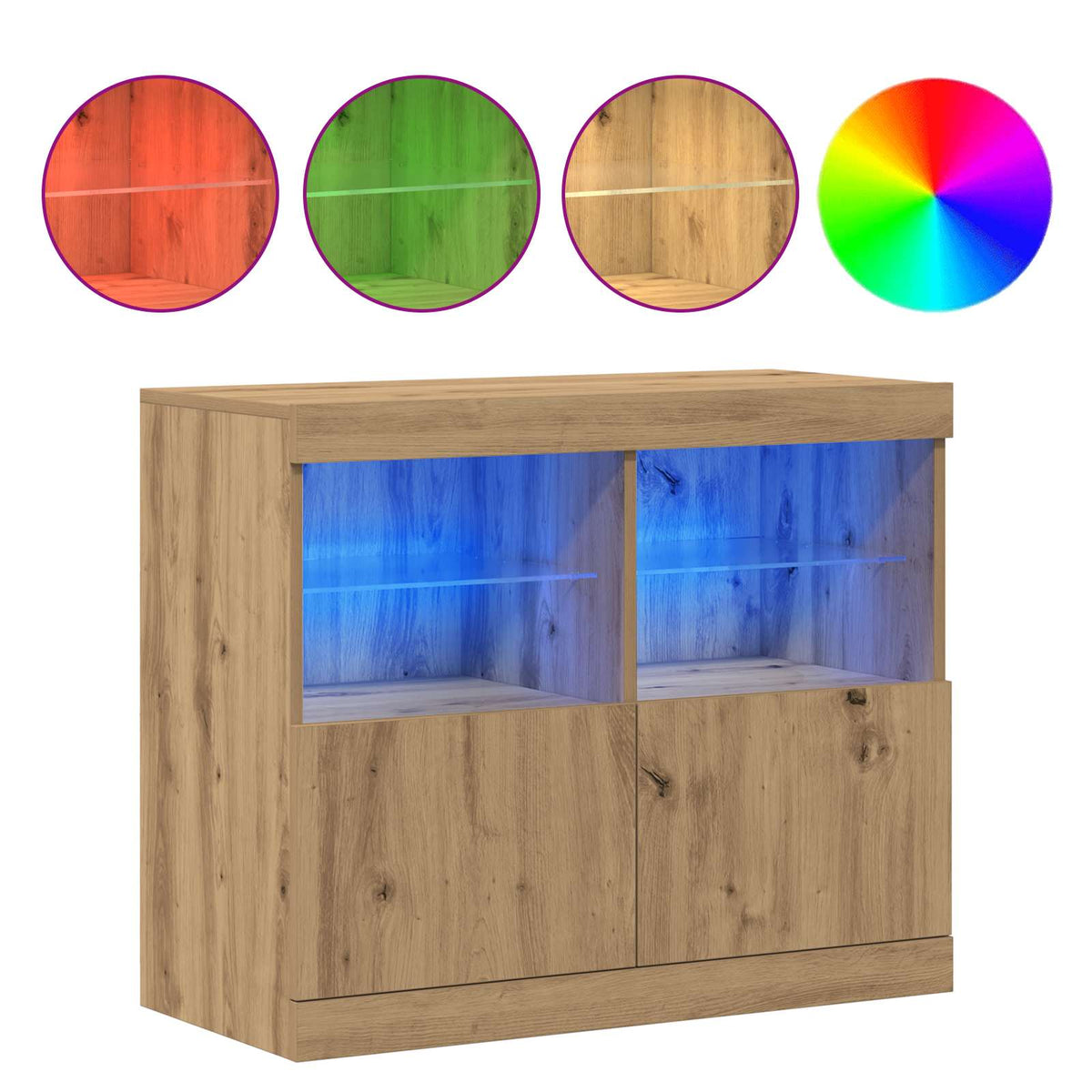 LED Sideboard Brown 81 x 37 x 66.5 cm Engineered Wood