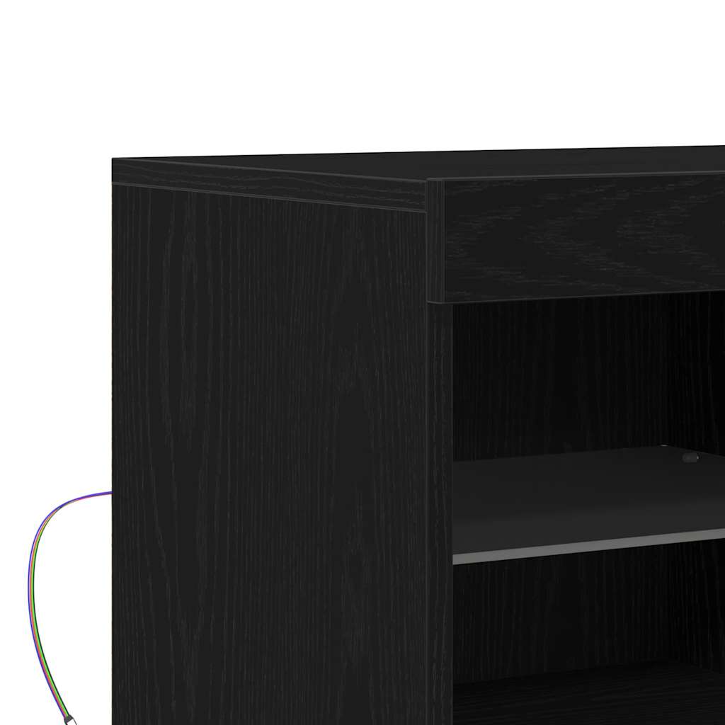 LED bufete melna 81 x 37 x 66,5 cm inženierijas koks