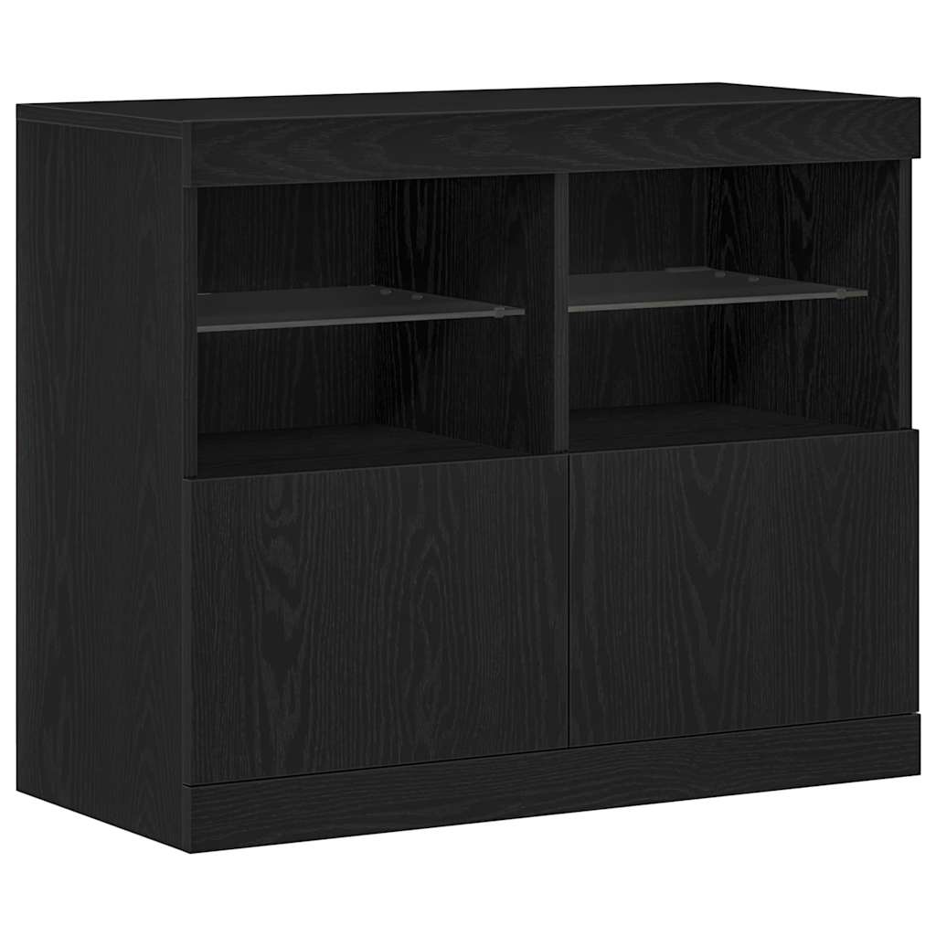 LED bufete melna 81 x 37 x 66,5 cm inženierijas koks