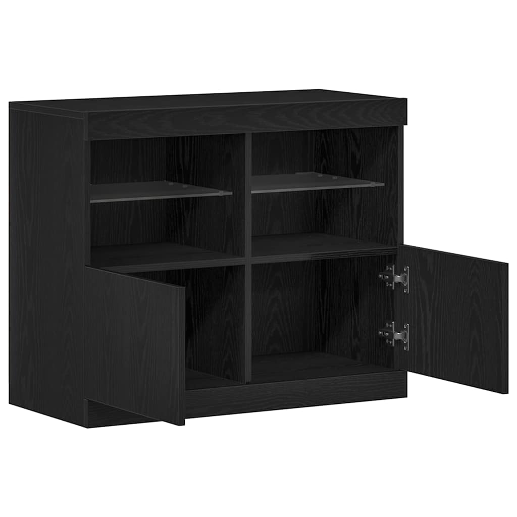 LED bufete melna 81 x 37 x 66,5 cm inženierijas koks
