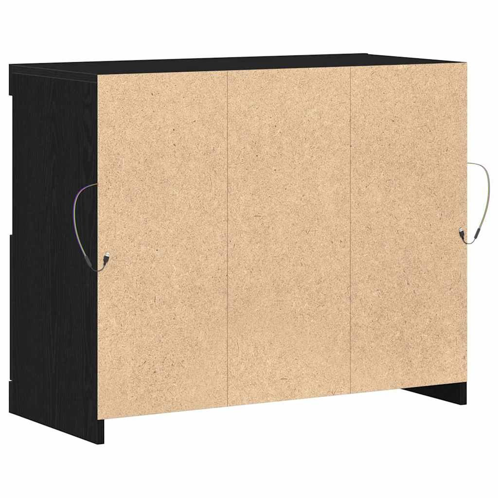 LED bufete melna 81 x 37 x 66,5 cm inženierijas koks